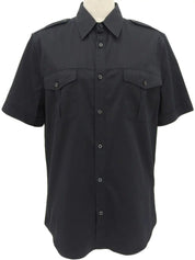 Logo Button Half Sleeve Shirt in Black