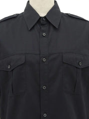 Logo Button Half Sleeve Shirt in Black