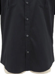 Logo Button Half Sleeve Shirt in Black