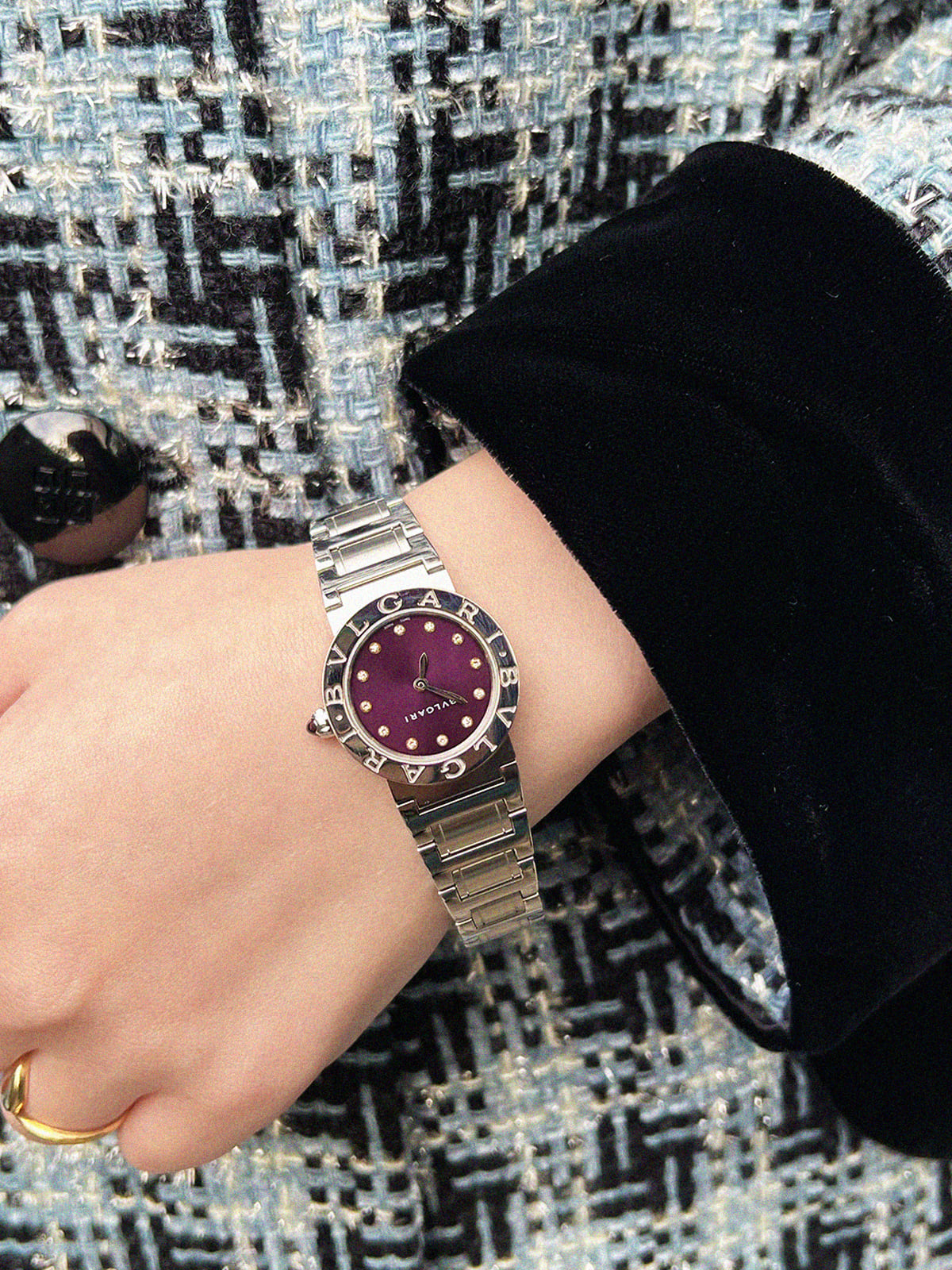 12Pダイヤモンドビーゼロワンウォッチ　シルバー/パープル