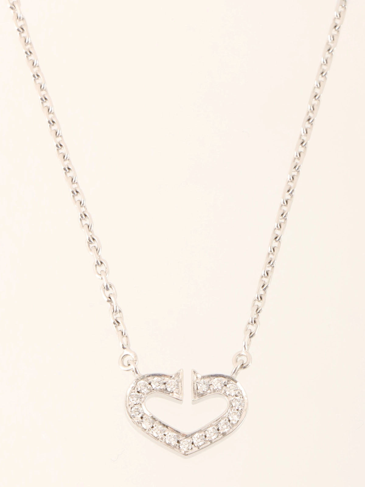 18K ダイヤモンドCハートネックレス　シルバー