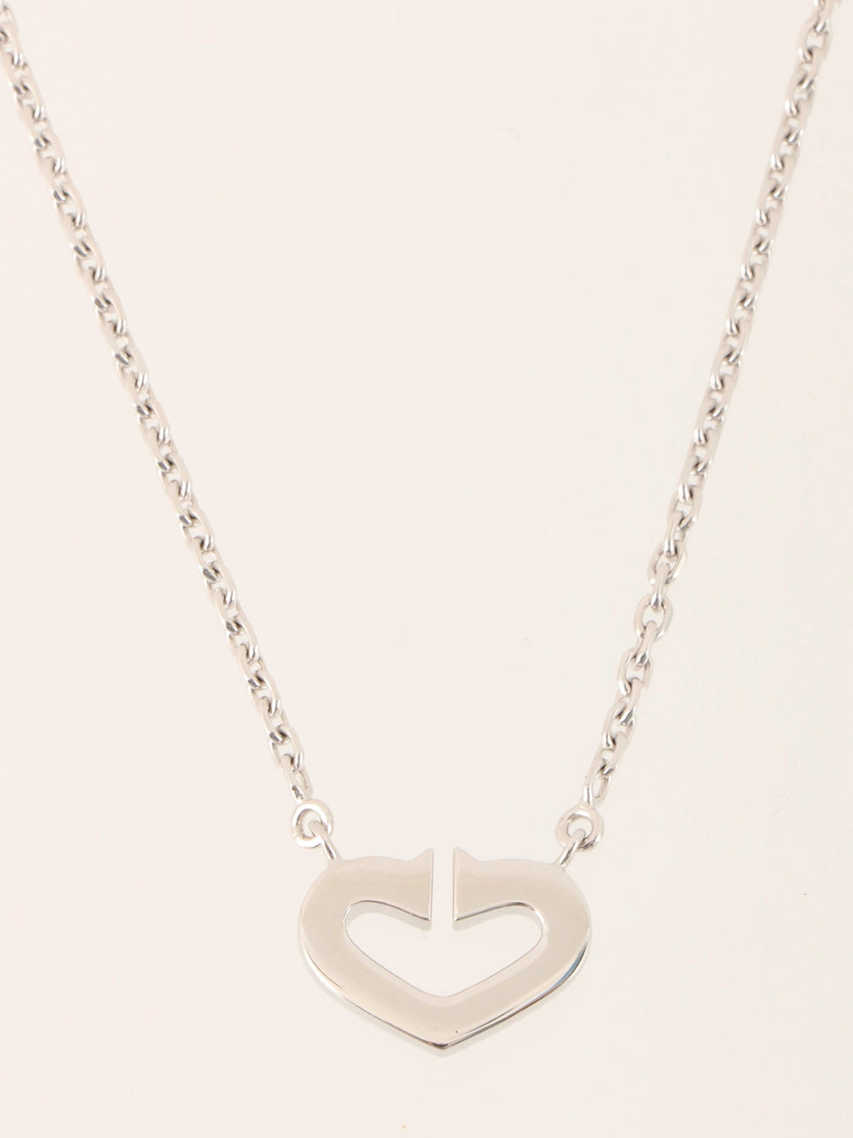 18K ダイヤモンドCハートネックレス　シルバー