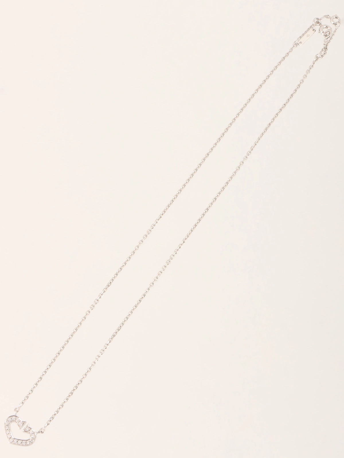 18K ダイヤモンドCハートネックレス　シルバー