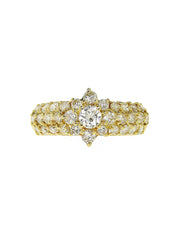 18K Gold Diamond Flower Design Ring