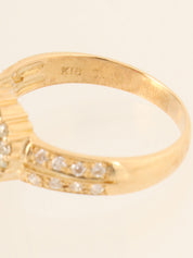 18K Gold/Pink Ruby and Diamond Drop Motif Ring