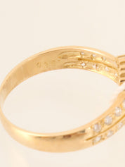 18K Gold/Pink Ruby and Diamond Drop Motif Ring