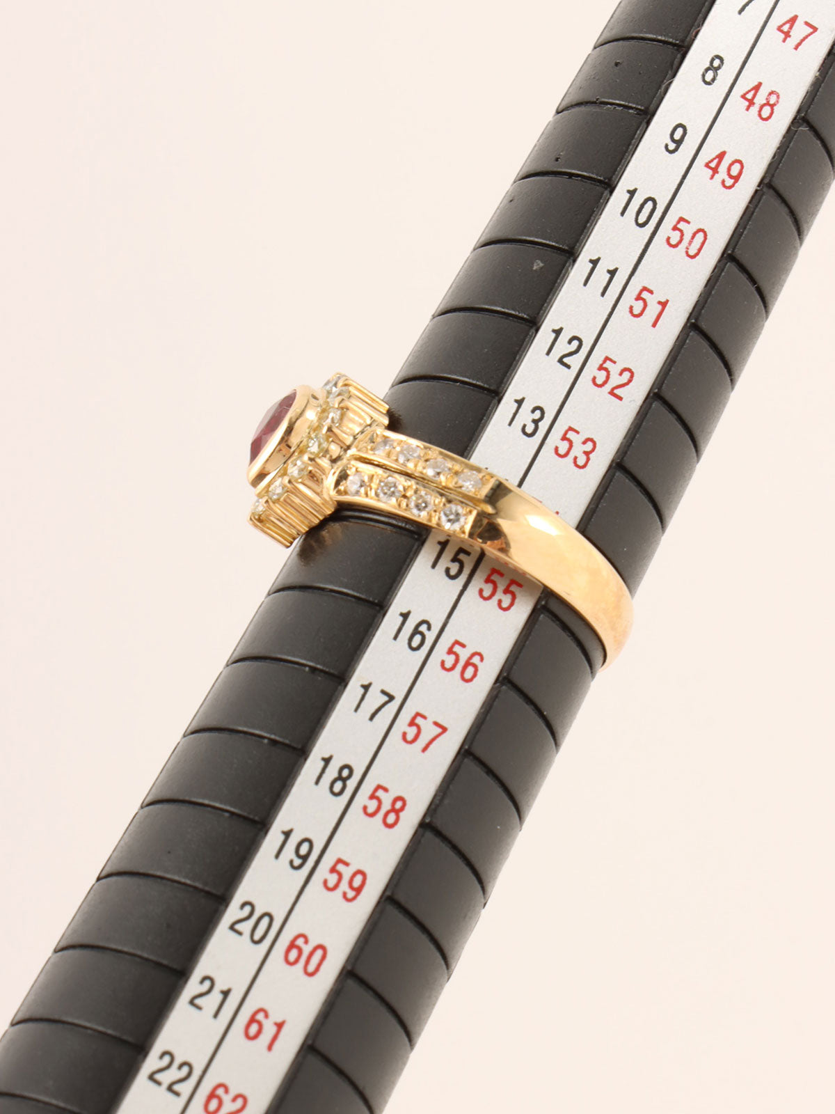 18Kルビーダイヤモンドドロップモチーフリング ゴールド/ピンク