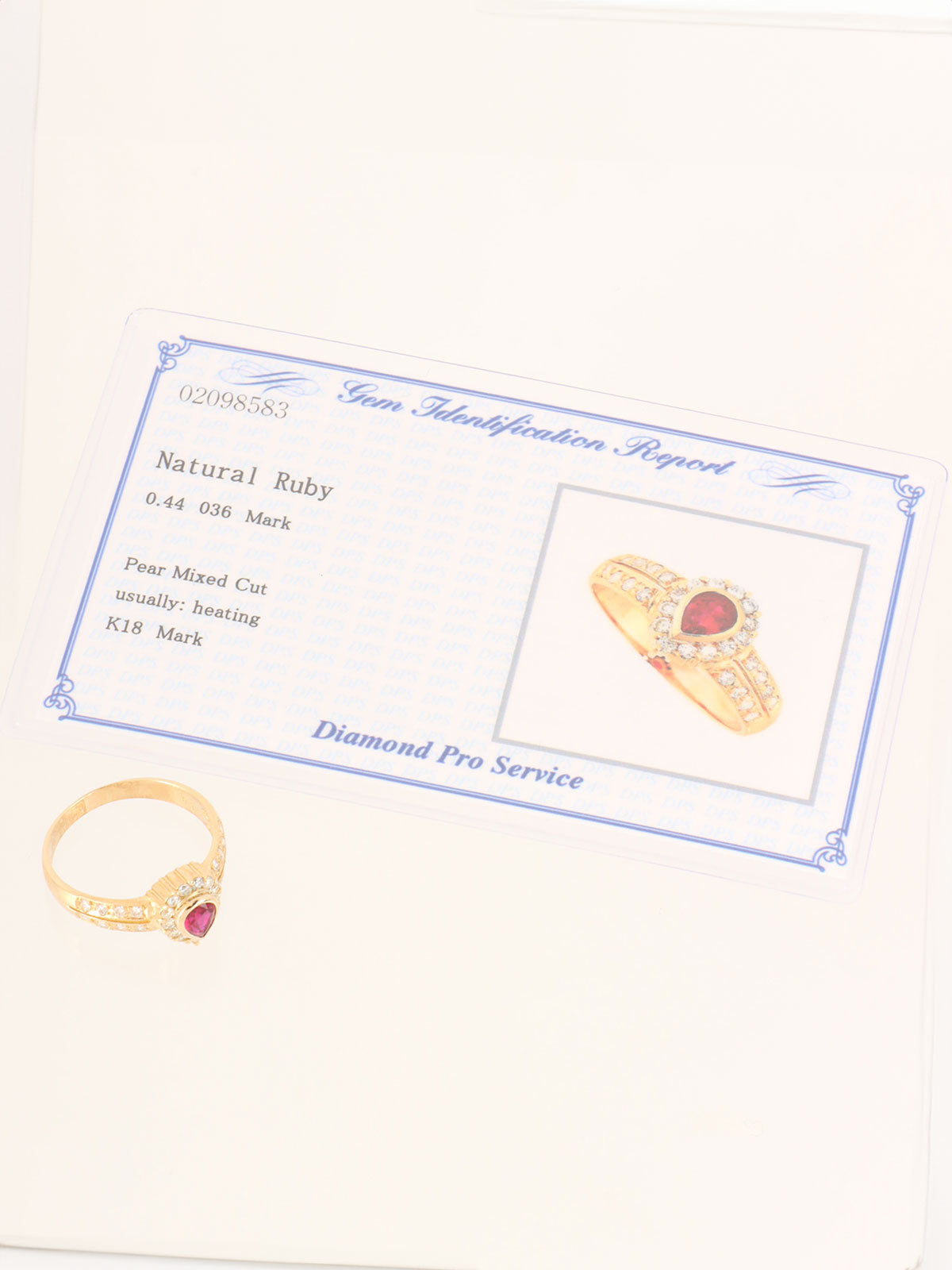 18K Gold/Pink Ruby and Diamond Drop Motif Ring