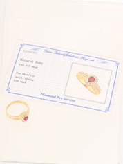 18K Gold/Pink Ruby and Diamond Drop Motif Ring