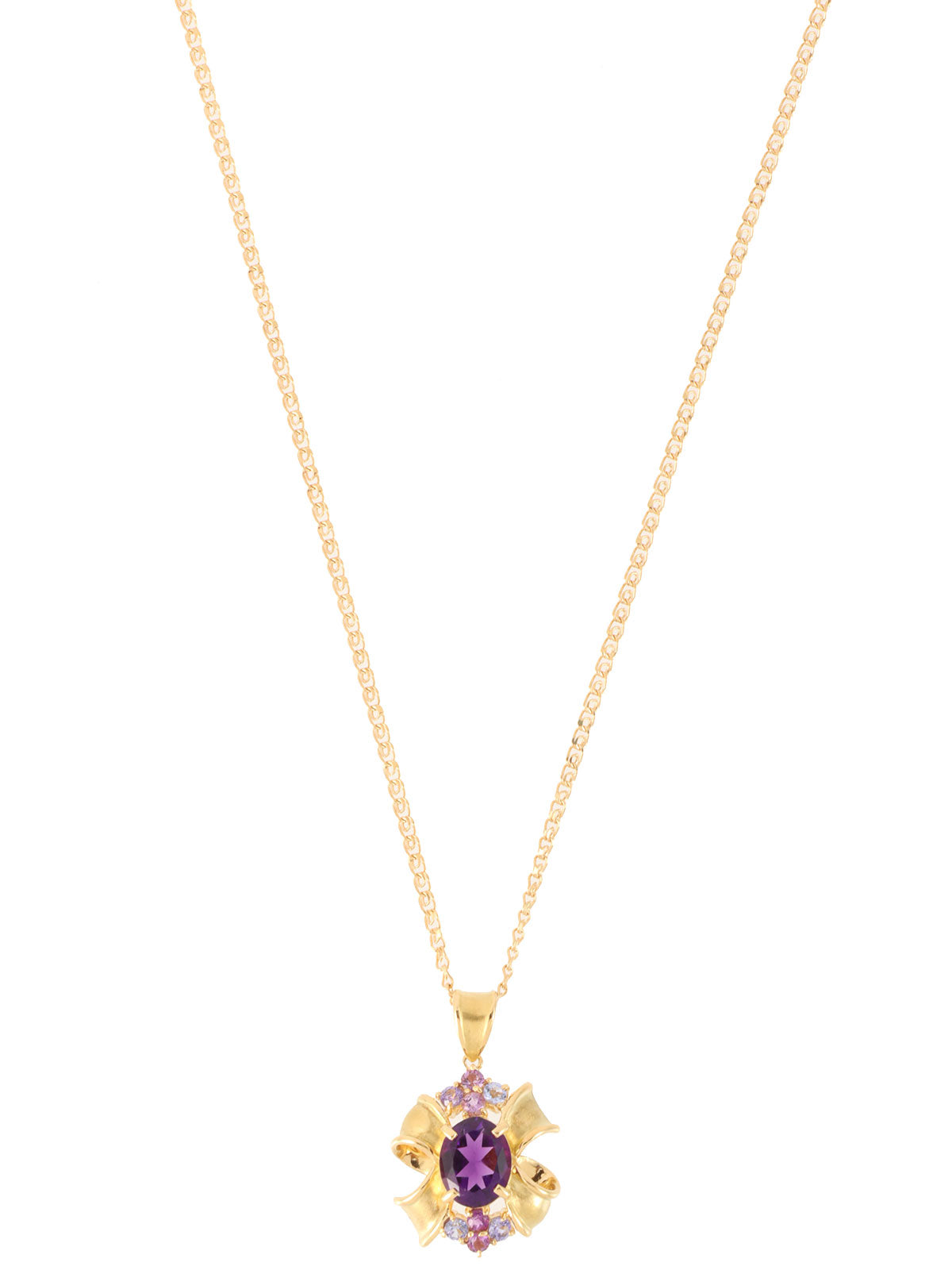 18K Amethyst and Tanzanite Design Necklace in Gold/Purple