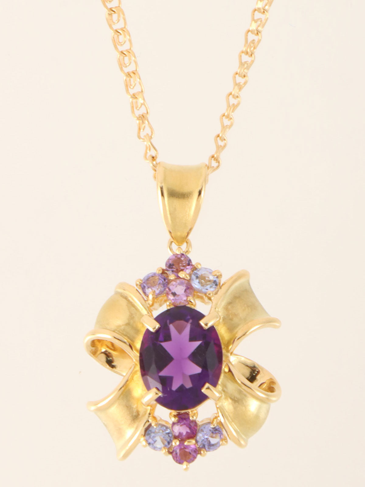 18K Amethyst and Tanzanite Design Necklace in Gold/Purple