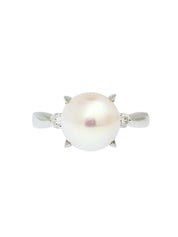Platinum Diamond Pearl Ring White