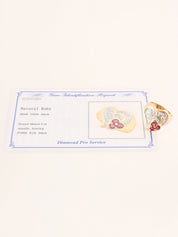 18K Gold/Red Ruby and Diamond Heart Motif Ring