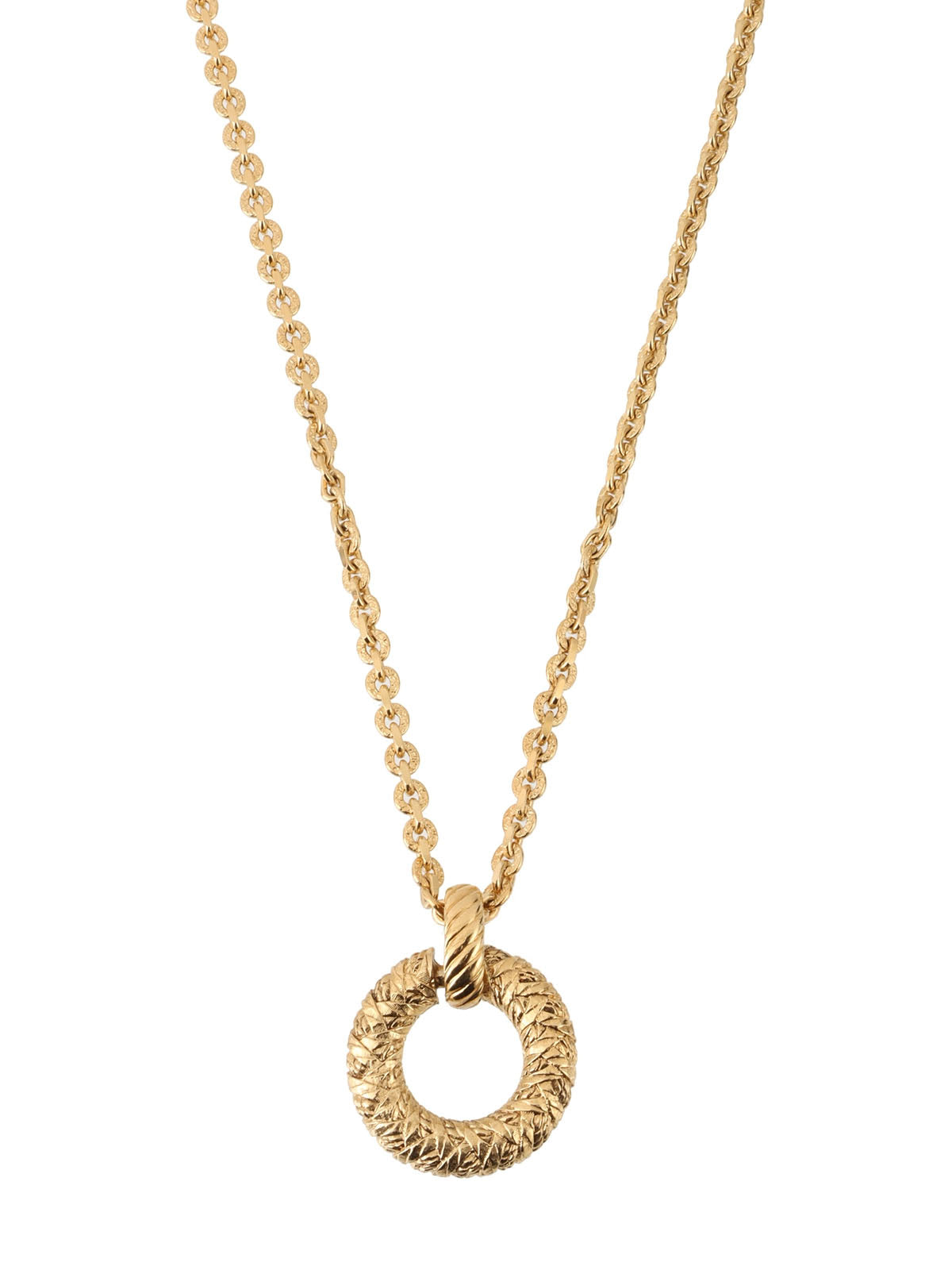 Hoop motif design long necklace in gold