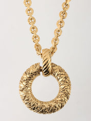 半环造型设计长款项链 金色