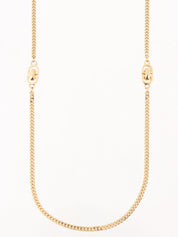 Logo Plate Chain Long Necklace Gold