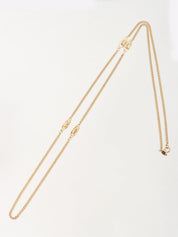 Logo Plate Chain Long Necklace Gold