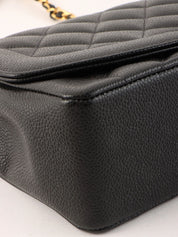 1995 Diana Flap Chain Bag, 25cm, Black, Caviar Skin
