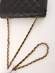 1995 Diana Flap Chain Bag, 25cm, Black, Caviar Skin