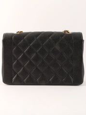 1995 Diana Flap Chain Bag, 25cm, Black, Caviar Skin