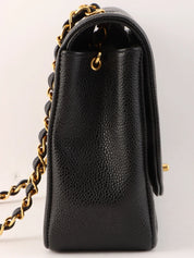 1995 Diana Flap Chain Bag, 25cm, Black, Caviar Skin
