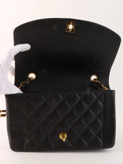 1995 Diana Flap Chain Bag, 25cm, Black, Caviar Skin