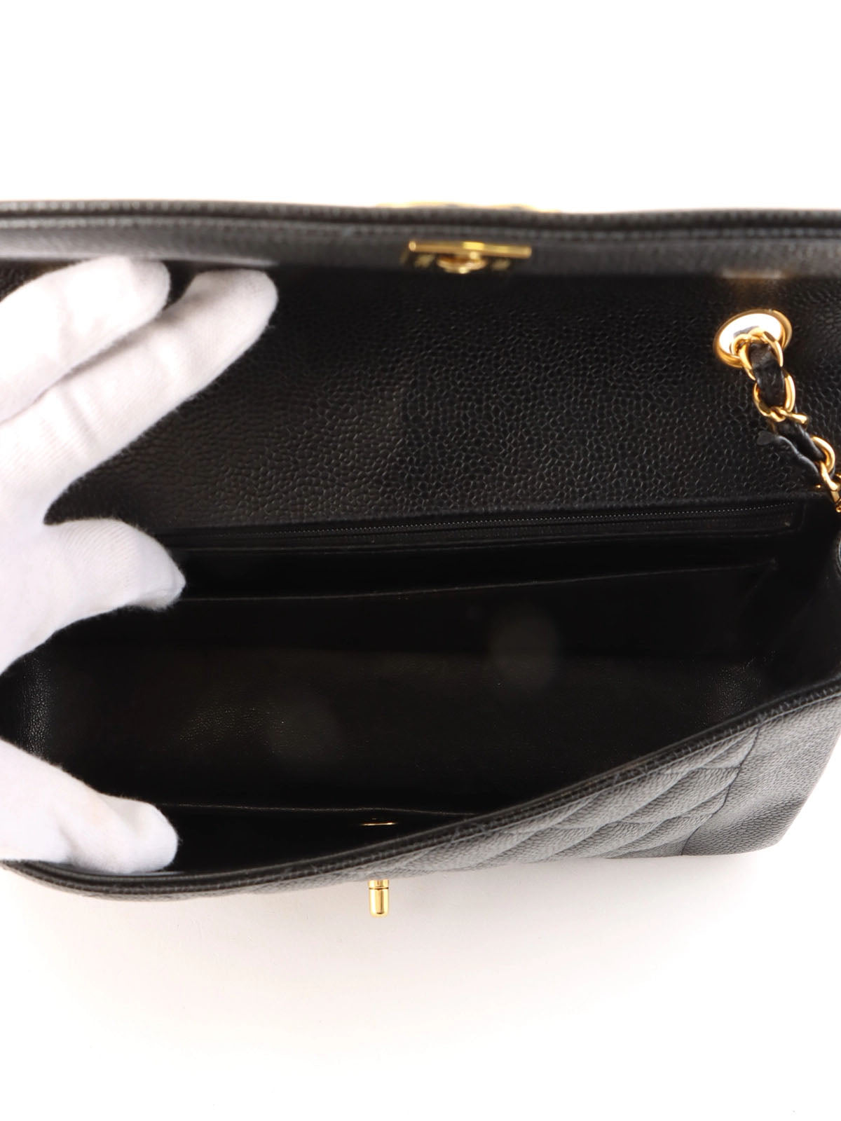 1995 Diana Flap Chain Bag, 25cm, Black, Caviar Skin