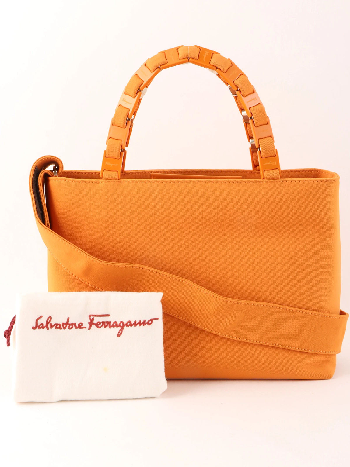 ロゴプレートハンドル2wayバッグ オレンジ
