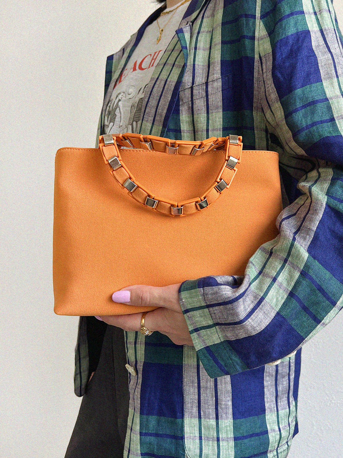 Logo Plate Handle 2-Way Bag Orange