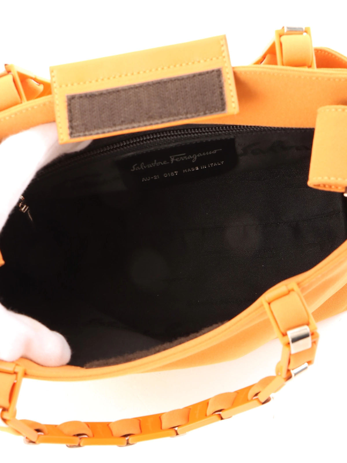 ロゴプレートハンドル2wayバッグ オレンジ