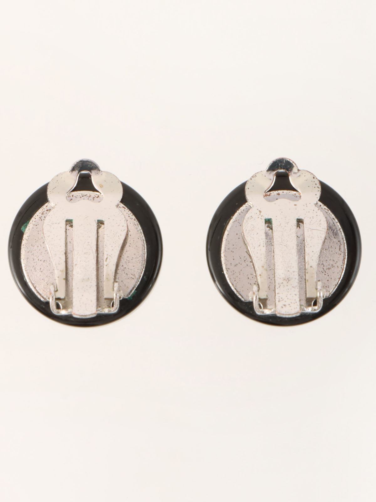 2003年製　ラインストーンラウンドCCマークイヤリング　ブラック