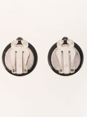 2003年製　ラインストーンラウンドCCマークイヤリング　ブラック