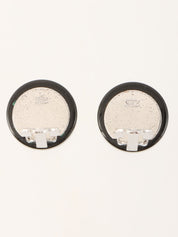 2003 Rhinestone Round CC Mark Earrings, Black