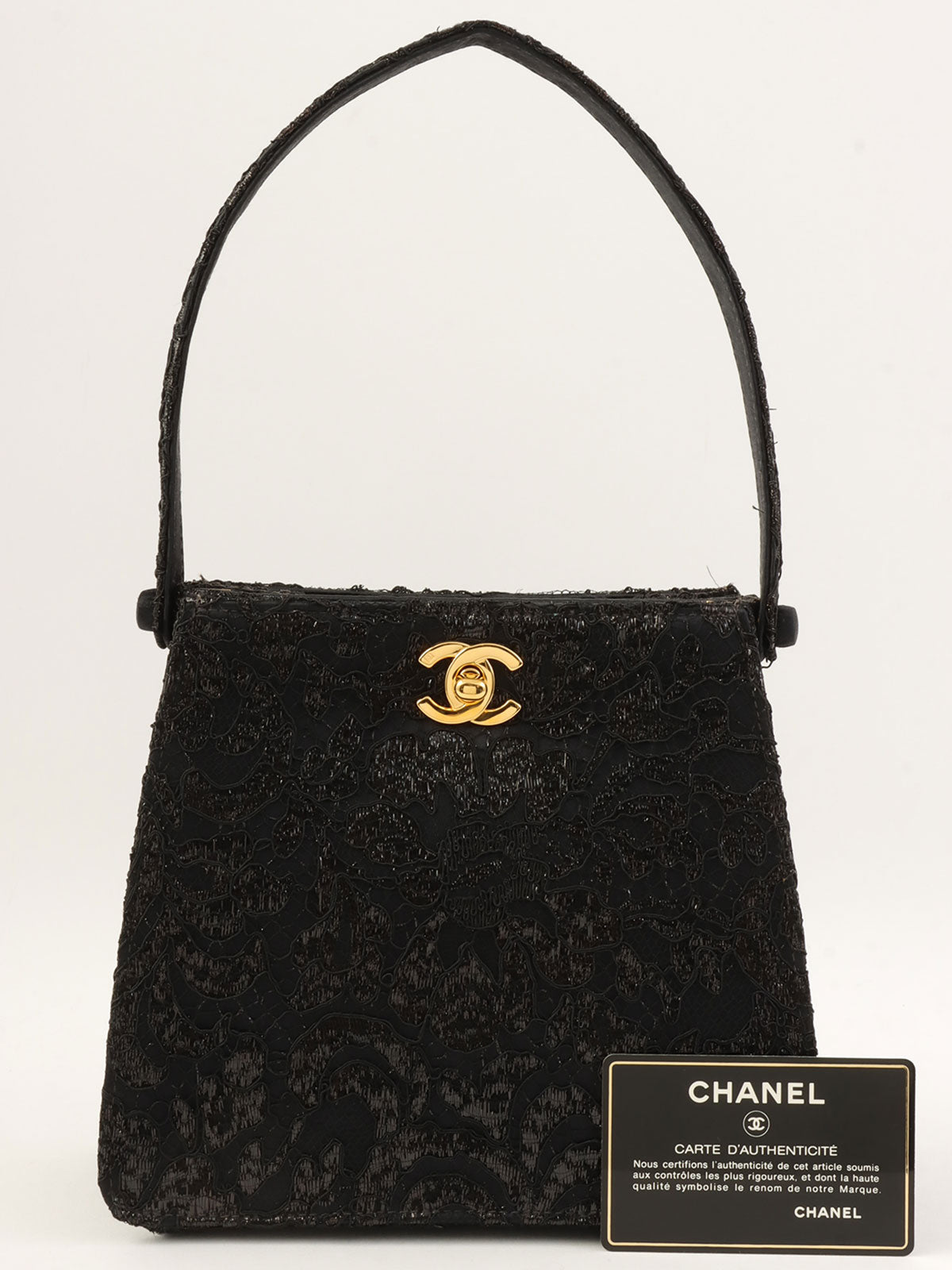 1998年頃製 レースダブルフェイスCCターンロックハンドバッグ ブラック