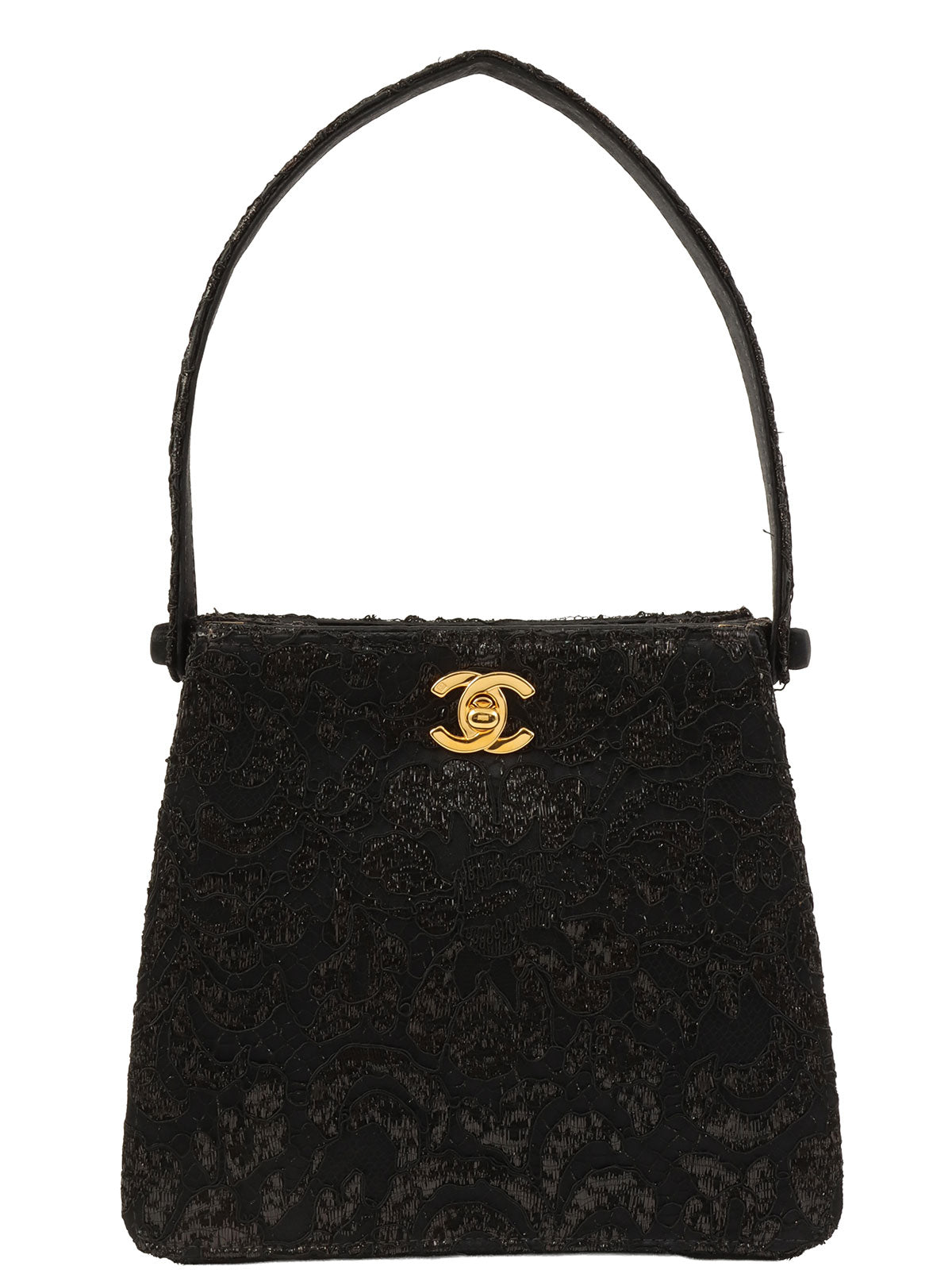 1998年頃製 レースダブルフェイスCCターンロックハンドバッグ ブラック