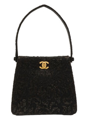 1998年頃製 レースダブルフェイスCCターンロックハンドバッグ ブラック