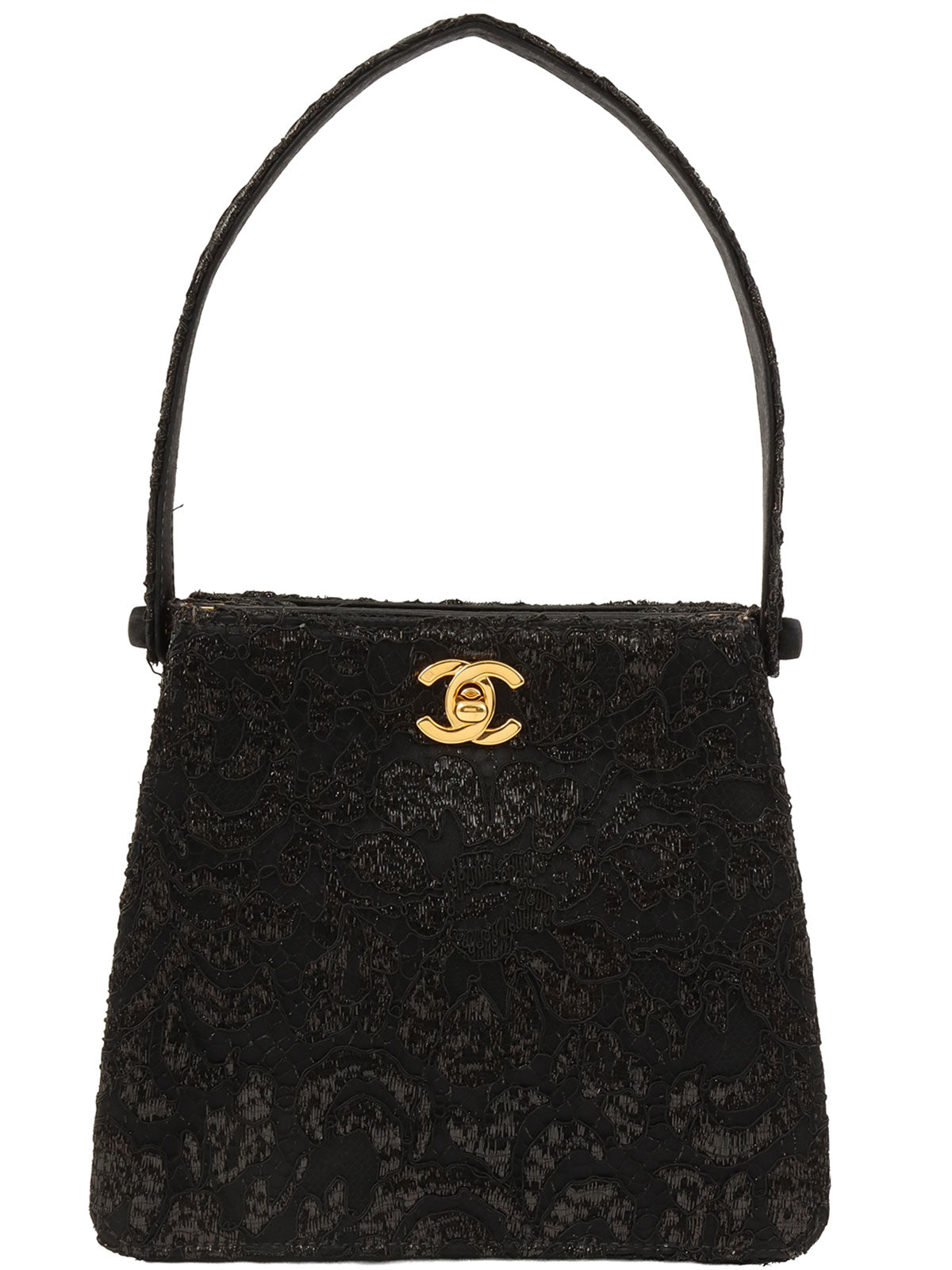 1998年頃製 レースダブルフェイスCCターンロックハンドバッグ ブラック