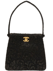 1998年頃製 レースダブルフェイスCCターンロックハンドバッグ ブラック