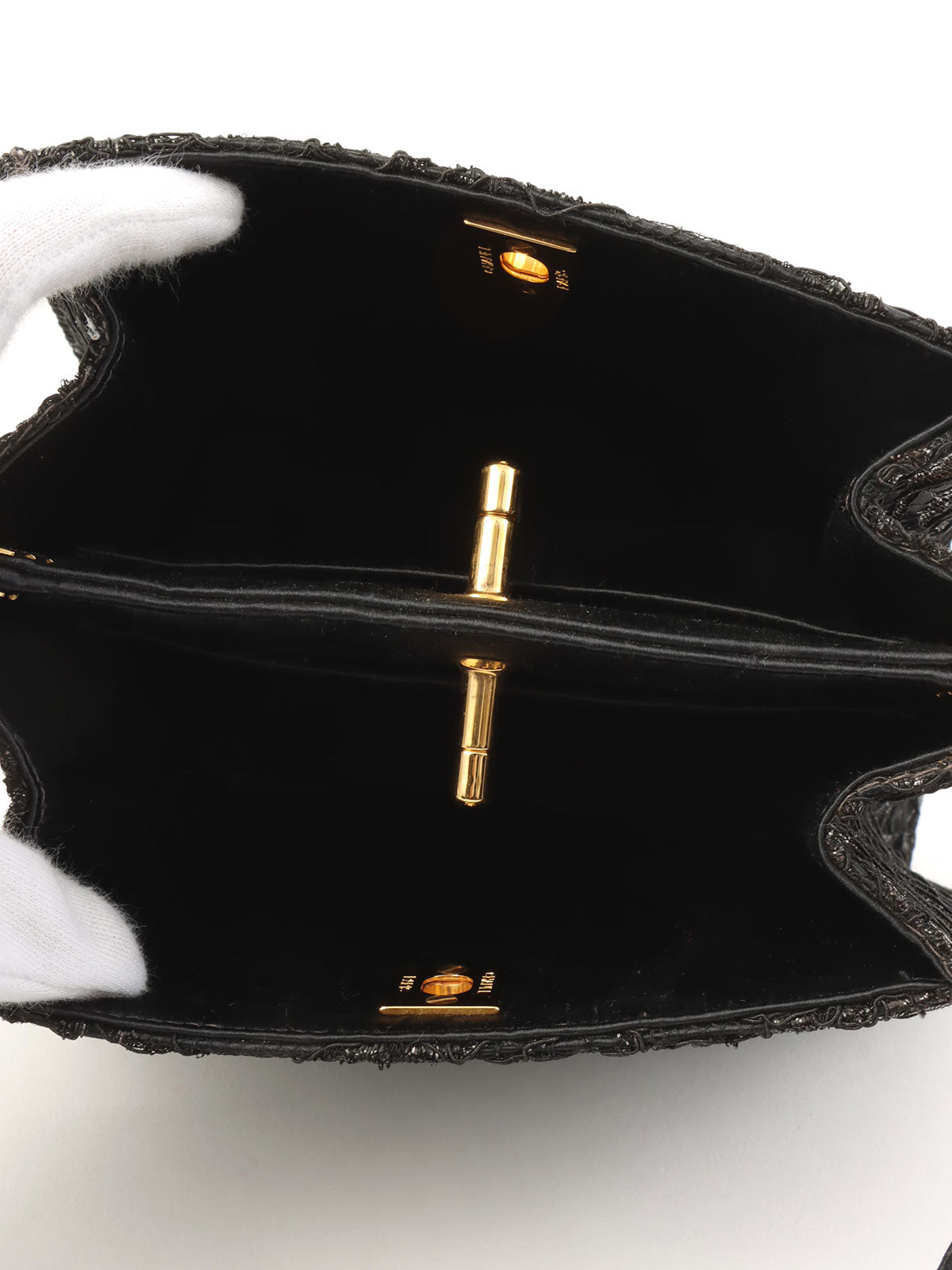 1998年頃製 レースダブルフェイスCCターンロックハンドバッグ ブラック