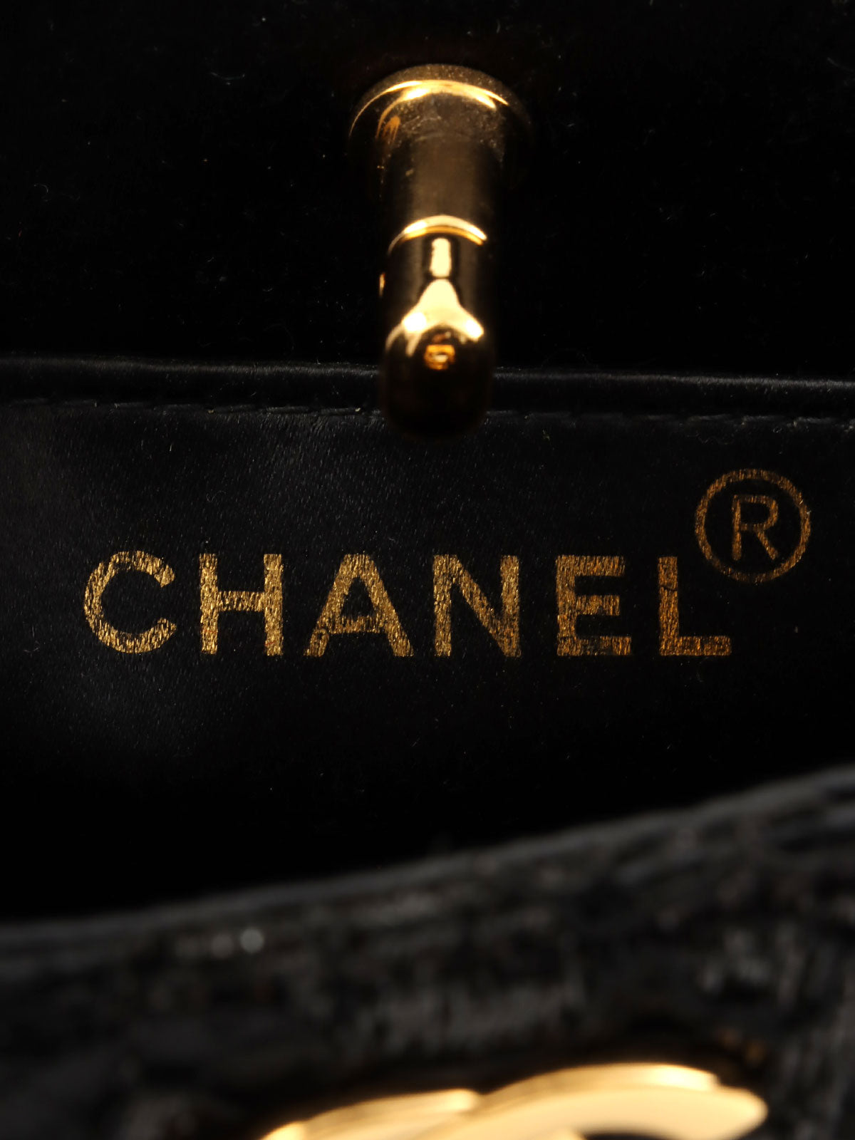 1998年頃製 レースダブルフェイスCCターンロックハンドバッグ ブラック