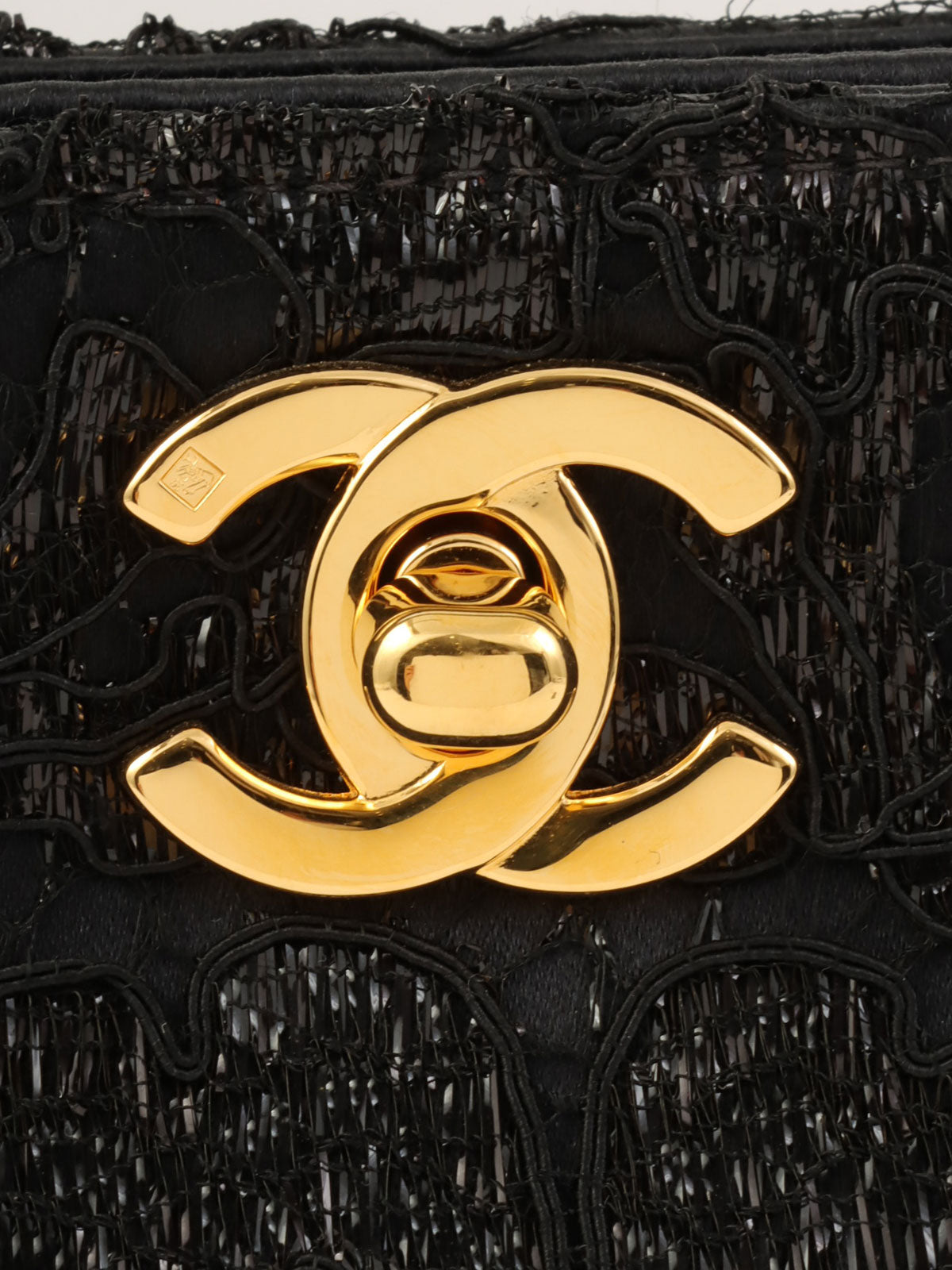 1998年頃製 レースダブルフェイスCCターンロックハンドバッグ ブラック