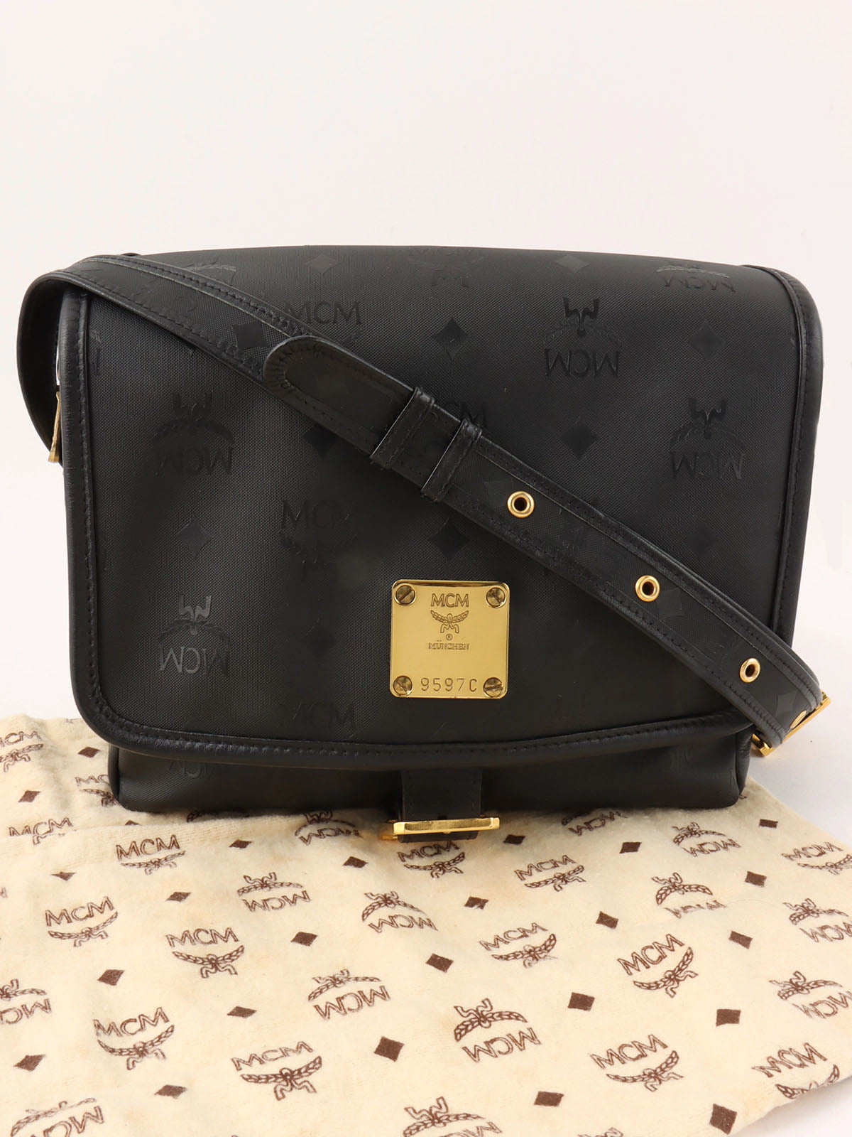 Logo Pattern Messenger Bag in Black