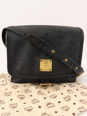 Logo Pattern Messenger Bag in Black