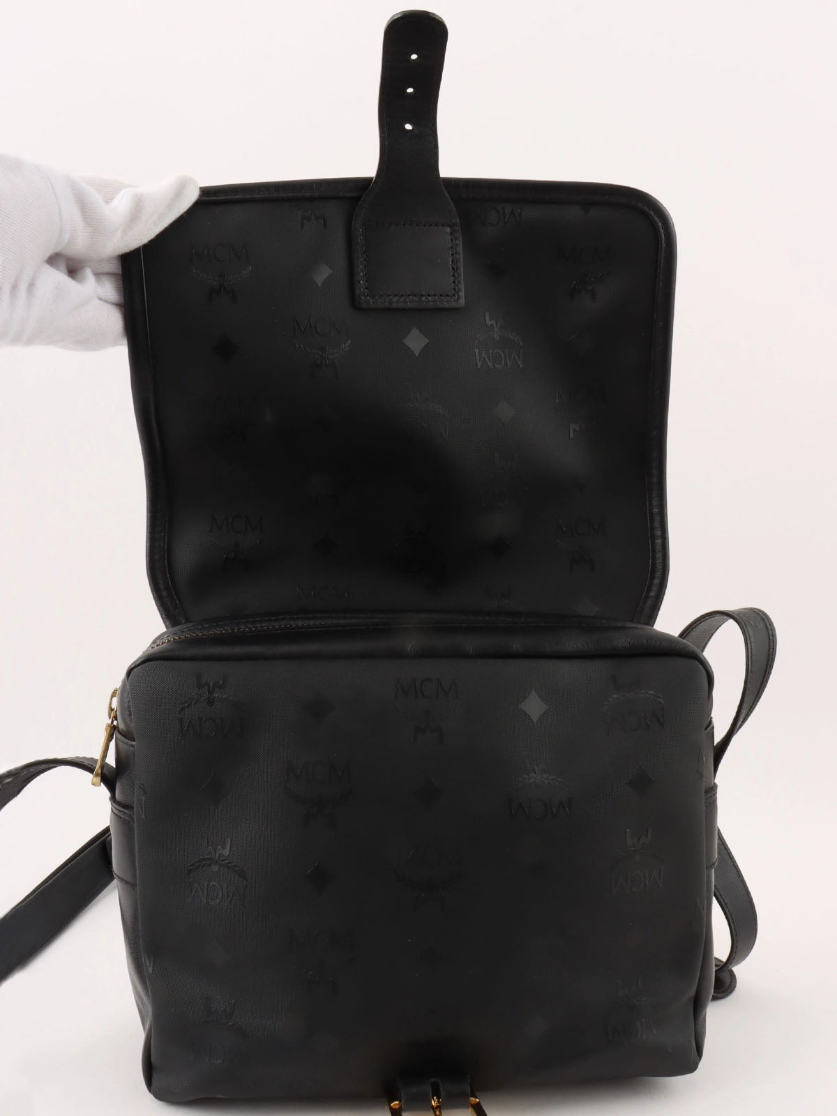 标志图案邮差包 黑色