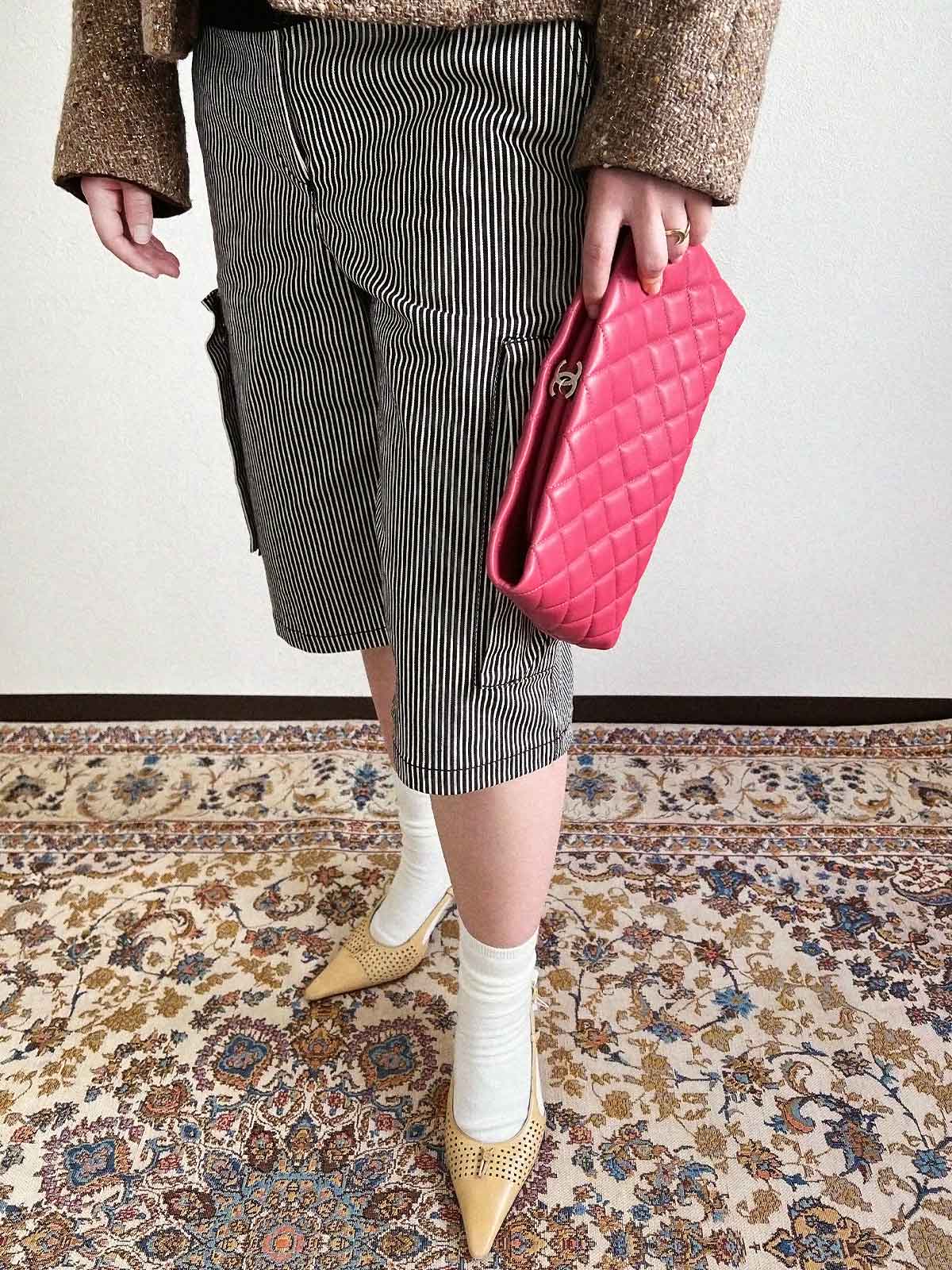 2012年頃製　マトラッセステッチCCマークがま口クラッチバッグ　ピンク
