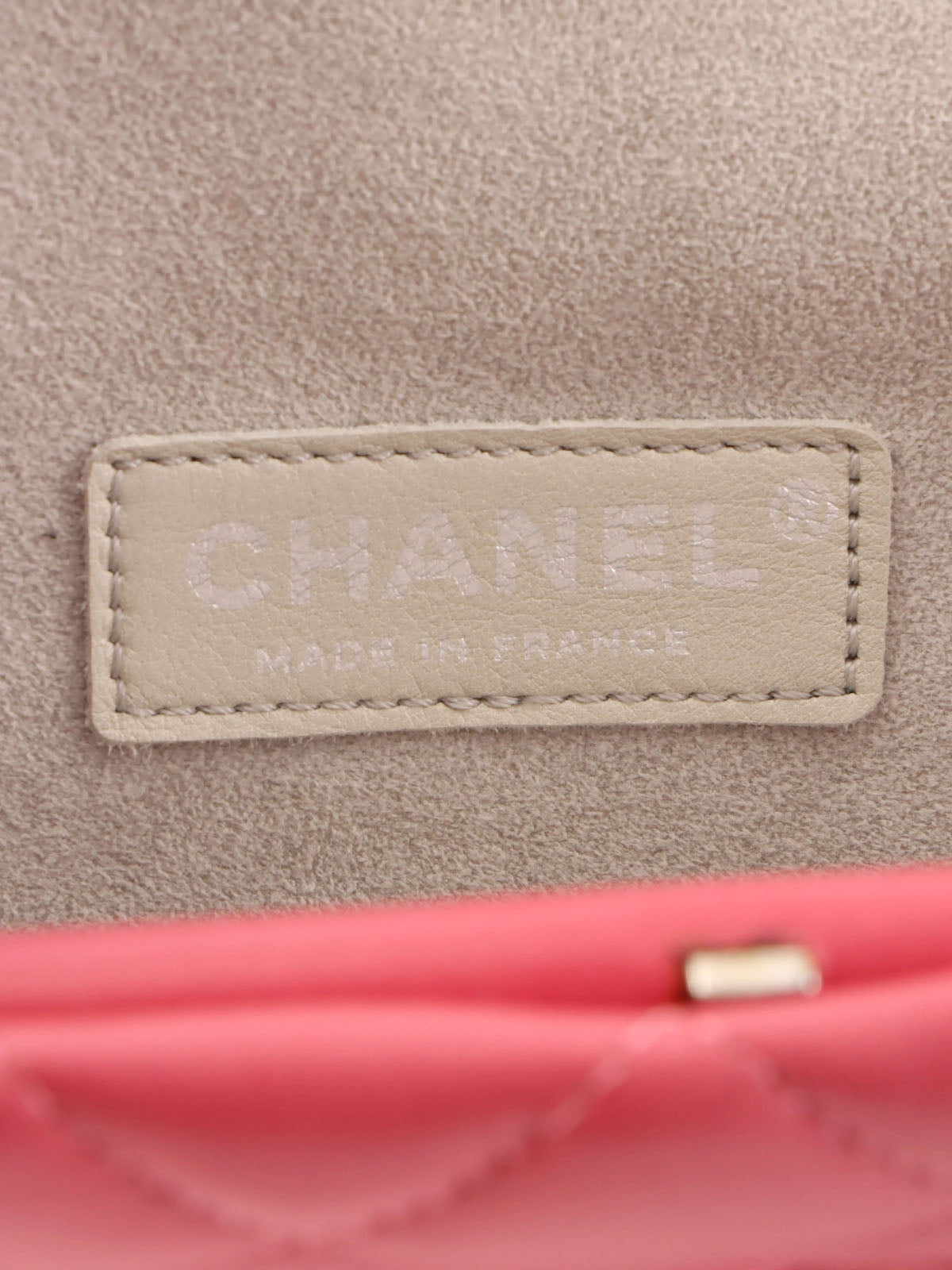 Made in 2012, pink matelassé stitch CC mark clasp clutch bag