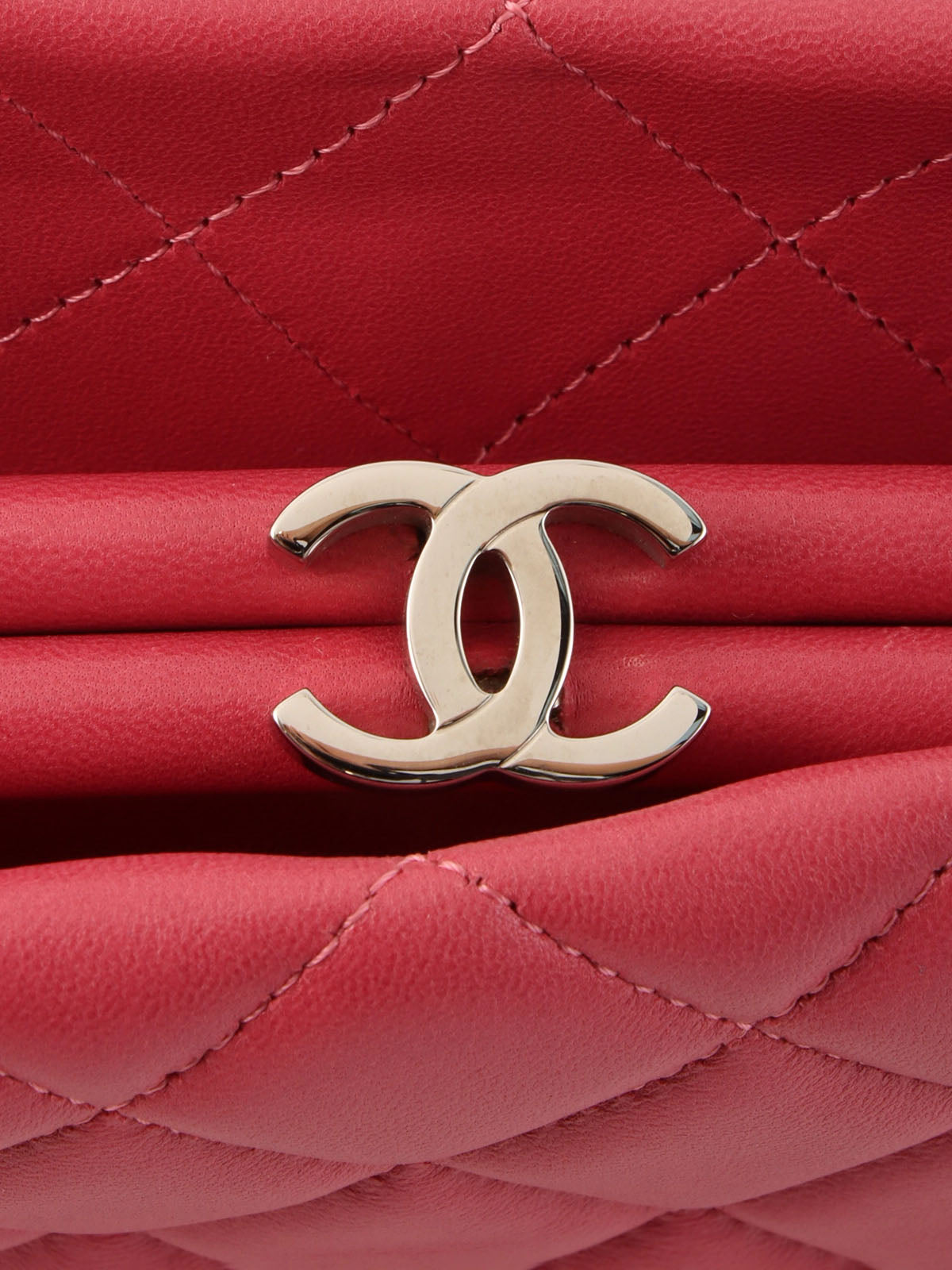 Made in 2012, pink matelassé stitch CC mark clasp clutch bag