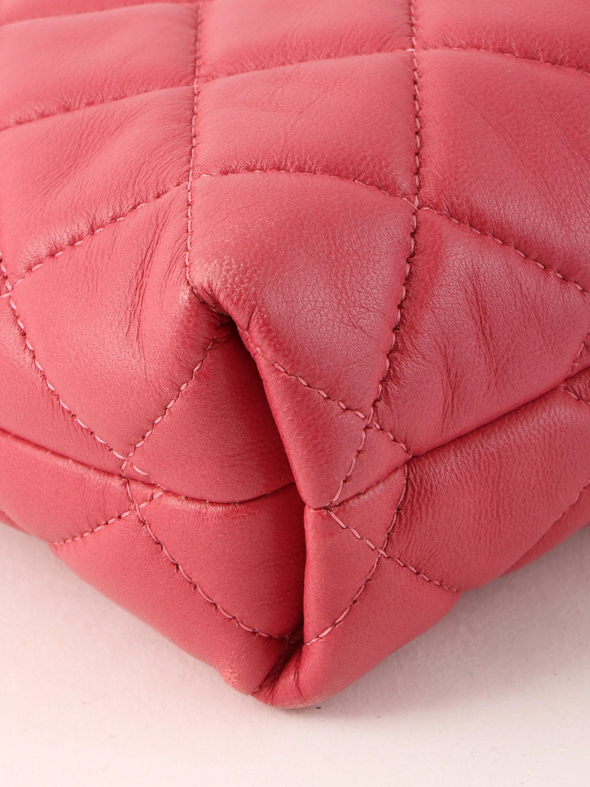 Made in 2012, pink matelassé stitch CC mark clasp clutch bag