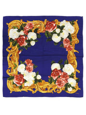 フラワーパターンスカーフ ブルー/マルチ