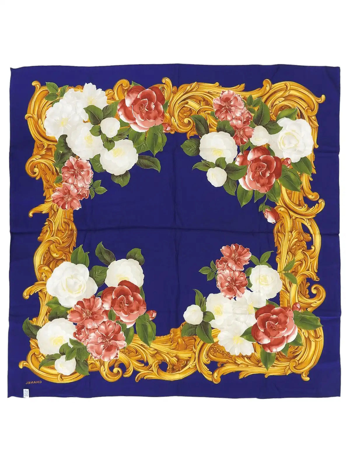 フラワーパターンスカーフ ブルー/マルチ